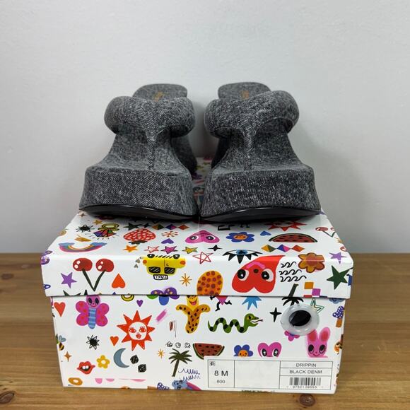 New Jeffrey Campbell Denim Drippin Sandal in Black Women's 8 - Picture 2 of 7